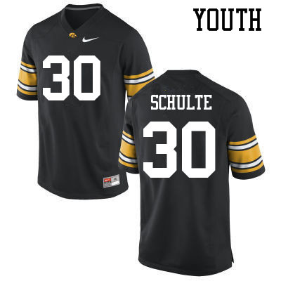 Youth #30 Quinn Schulte Iowa Hawkeyes College Football Jerseys Sale-Black - Click Image to Close